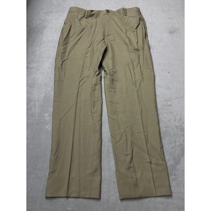 LL Bean Herren Wolle Komfort Taille Anzughose Khaki 42 W Plissee Flache Vorderseite - Bild 1 von 8