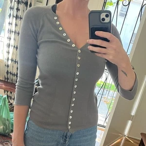 ROBERTO CAVALLI 100% Kaschmir Wolle grau Pullover mit Knopfdetails Größe S - Bild 1 von 13