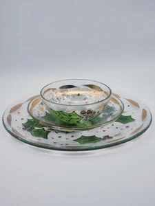 3 Stück Stechpalme Beere Klarglas Goldrand WEIHNACHTEN Vintage Made In ITALY Saisonal - Bild 1 von 10