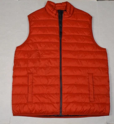 Vintage Puffer Vest Swiss Tech Size XL Y2K Ripe Orange Quilted Zip Front Nylon - Image 1 of 4