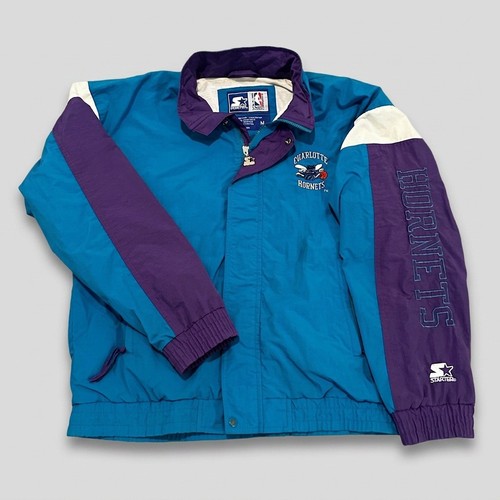 Vintage 90s Charlotte Hornets Starter Jacket Pullover 1/4 Zip Size