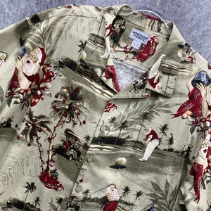Windham Pointed Christmas Golf Button Up Shirt Mens 2XL Green Red Tropical - Picture 1 of 8