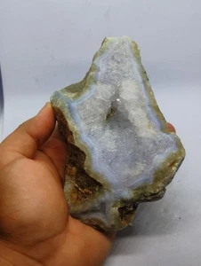 3685ct Blue Lace Agate Geode w/ Druzy – Pretty Raw Piece - Picture 1 of 9
