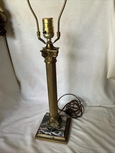 Vintage Brass Plated Classical Greek Corinthian Column & Marble Base Table lamp - Picture 1 of 5