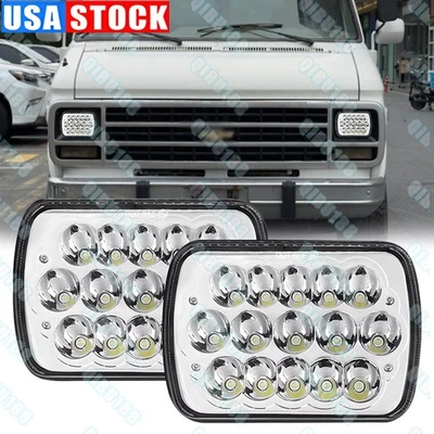 Pair 7x6 inch Led Headlights Fit for Chevrolet C10 C20 C30 K10 K20 K30 - Image 1 of 4
