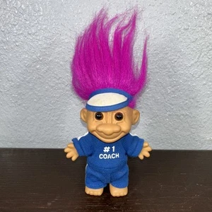 Vintage Russ Berrie Troll Doll #1 COACH Track Suit - Pink Hair Brown Eyes - Picture 1 of 4