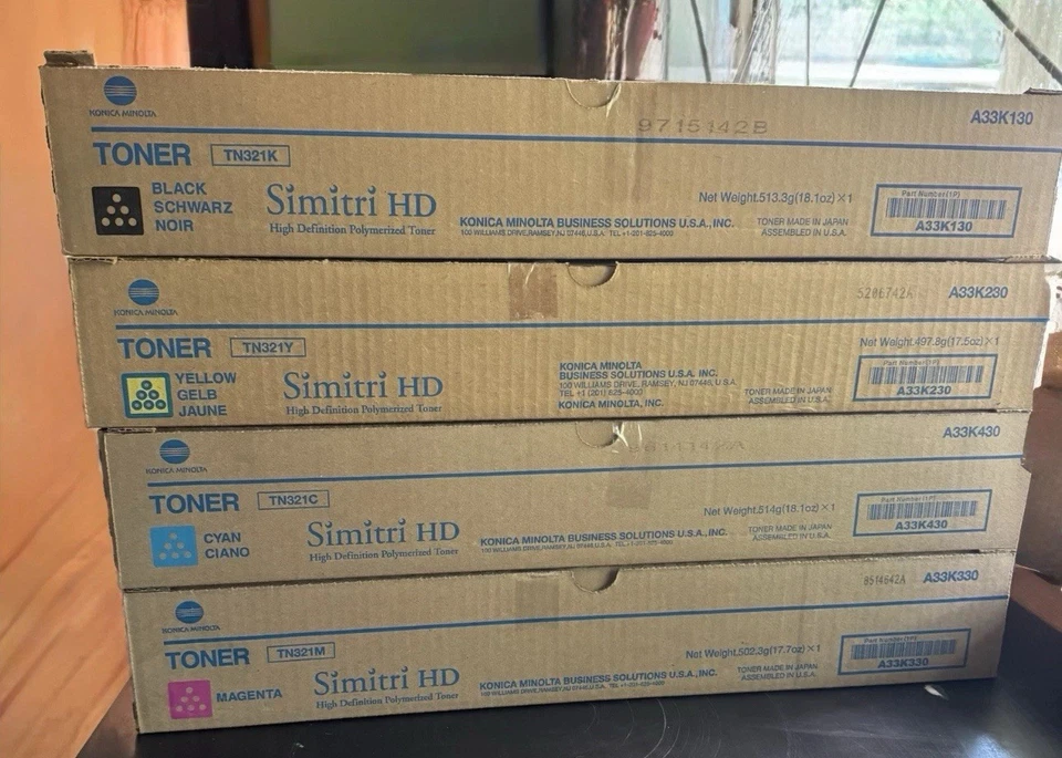 Cartucho de tóner Konica Minolta TN321K TN321C TN321M TN321Y: juego a granel de 4 colores Foto 1 de 1