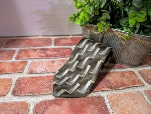 Corbata vintage Pierre Cardin clásica verde salvia/plata abstracta 100 % seda de colección - Imagen 1 de 6