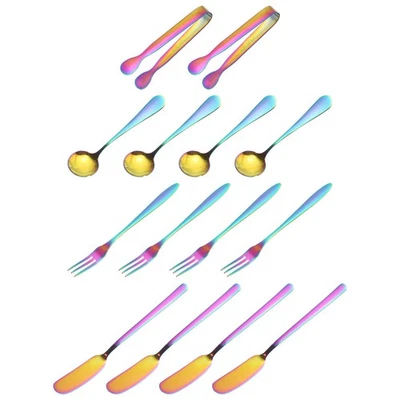 Accessori Taglieri Salumi,14pz Acciaio Inox Formaggio Coltello Caffè Multicolor - Immagine 1 di 4