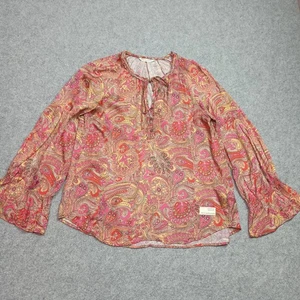 Odd Molly Blouse Size 1 - S Pink Yellow Red Viscose Satin Paisley Boho Top 513 - Bild 1 von 13