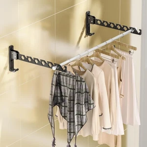 Wall Mount Coat Hanger Holder Black Clothes Drying Organizer Rack Garment Hoo... - Picture 1 of 7