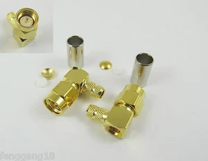 10pcs SMA Male Plug Right Angle Crimp RG58 RG142 RG400 LMR195 Cable RF Connector - Bild 1 von 7