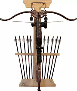 Real Tree Crossbow Bow and 10 Arrow Wall Storage Rack Handcrafted Wall Mounted - Picture 1 of 7