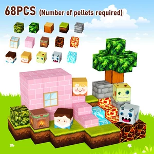 Minecraft Style Magnetic Blocks 70 Piece Construction Toy Imaginative Play GIFT - Picture 1 of 10