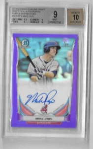 2014 BOWMAN CHROME MIKE PAPI RC PURPLE REFRACTOR AUTO   2/10  SSP - Picture 1 of 2
