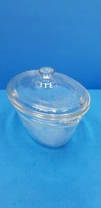 MCKEE GLASBAKE CLEAR GLASS SHIELD POPPY OVAL 1 QUART CASSEROLE W LID - Picture 1 of 12