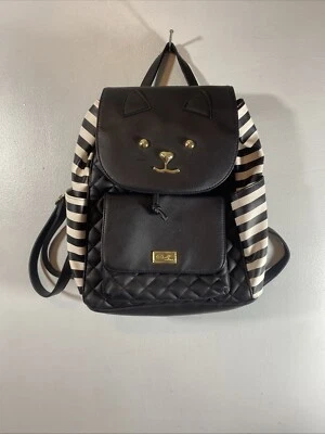 Luv Betsey by Betsey Johnson, Cat Themed Black & White Quilted Backpack - Image 1 of 3