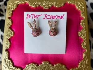 Pendientes Betsey Johnson Estrella Celestial Rosa Ombre Cristal Conejo Cabeza de Conejo - Imagen 1 de 2