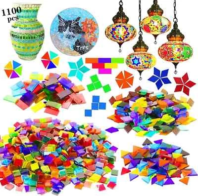 1100 Pcs Mosaic Tiles, Glass Mosaic Tiles for Crafts Bulk, Stained Mosaic Gla... - Image 1 of 4