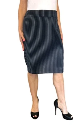 AVENUE MONTAIGNE MUJER FALDA LÁPIZ ELÁSTICO AZUL MARINO RAYAS 8 F1406 Foto 1 de 4