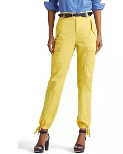 LAUREN Ralph Lauren Petites Yellow Featherweight Twill Cargo Ankle Pants SZ.2P - Picture 1 of 13