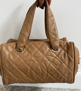 Chanel Classic Stitched CC Bowler Tan Caviar Quilted Leather Satchel Bag - Picture 1 of 24