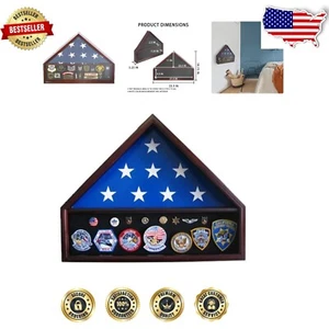 Estuche de bandera montado en la pared con caja de sombra para insignia militar - 23,5" con exhibición - Imagen 1 de 9