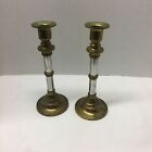 Vintage candle stick holders Art Deco lucite and brass