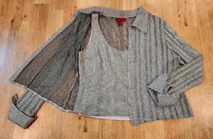 JS Collection Shimmering Silver Twin Set Tank And Top Size 16 - Picture 1 of 12