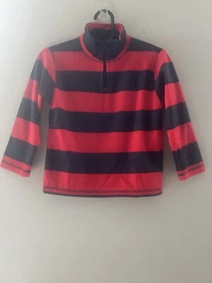 Suéter Pullover Oshkosh Niños Cremallera Frontal Rayas Negro Rojo Azul Marino Talla 5 Foto 1 de 4