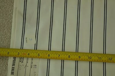 Por 1/2 yarda, vintage, rayas negras sobre polialgodón blanco, camisa, C2391 Foto 1 de 4