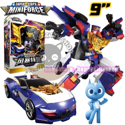 MINIFORCE Super Cops 9" Storm Chaser Figure Police Car Transform Robot Boys Toy - Image 1 of 4