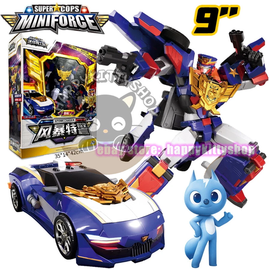 MINIFORCE Super Cops 9" Storm Chaser Figure Police Car Transform Robot Boys Toy - Image 1 of 4