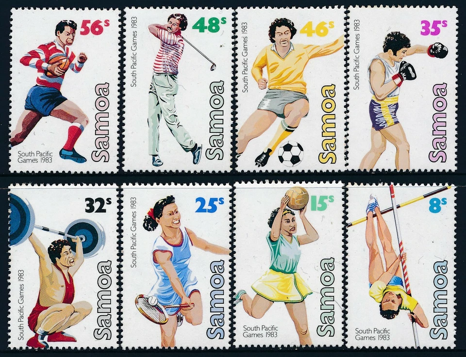 1983 SAMOA SOUTH PACIFIC GAMES CONJUNTO DE 8 EM PERFEITO ESTADO, SEM MARCA DE CHARNEIRA - Imagem 1 de 1