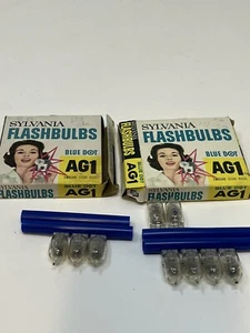SYLVANIA VINTAGE AG1 BLUE DOT CLEAR FLASHBULBS PARTIAL PACKS 9 Total - Picture 1 of 2