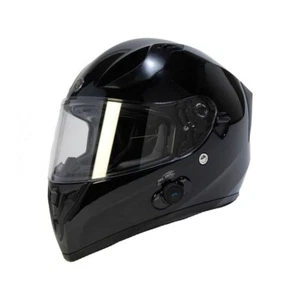 T15B Full Face Motorcycle Helmet Bluetooth Racing Dual Visor Gloss Black XL DOT - Picture 1 of 1