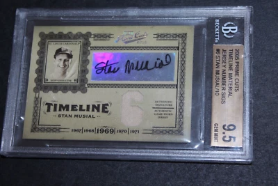2005 Playoff Prime Cuts Timeline Material Stan Musial Auto/Jersey#6 9.5 Gem Mint - Image 1 of 4