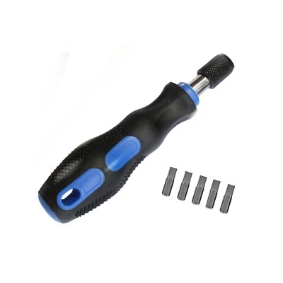 Screwdriver Handle 1/4" Hex + 5 Pack Plain Slotted Bit Set 6.5mm x 25mm - Image 1 of 4