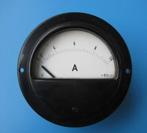 Dreheisen Amperemeter 10A-direkt, von Neuberger aus 1963, 80mm rund Einbau - Bild 1 von 3