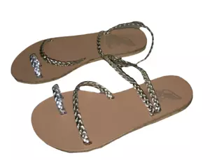 Sandali Greci Antichi Eleftheria Metallizzati Argento Oro Sandali Pelle Trecciati 36 - Foto 1 di 6