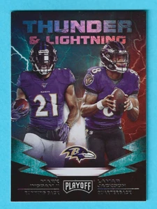Panini Playoff Thunder & Lightning Mark Ingram 2019 Lamar Jackson Ravens #13 - Imagen 1 de 2