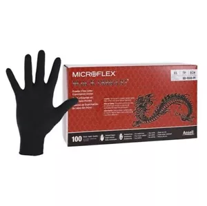 *100-Gloves* Microflex Black Dragon PF Examination Latex X-Small BD-1000-PF - Picture 1 of 1