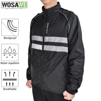 WOSAWE Men Cycling Hooded Jacket MTB Bike Breathable Water Repellent Windbreaker - Image 1 of 4