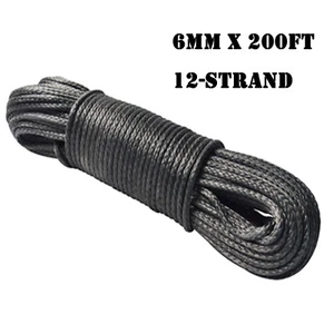 Brandneu Grau Farbe 6mm*200ft Windenseil 12-Strang Geflochtenes Seil 4600kg Zugfest - Bild 1 von 4