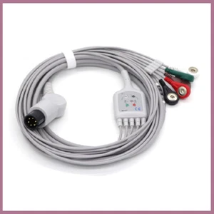 Fit For Welch Allyn Propaq 200 Series/CS 6pin 5-lead EKG/ECG Cable Snap TPUCable - Picture 1 of 8