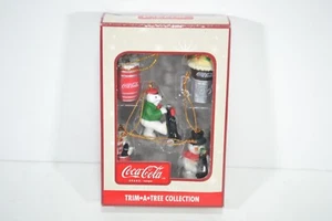 Vintage Coca Cola Polar Bear Trim a Tree Collection Set of 5 Ornaments NEW - Picture 1 of 7