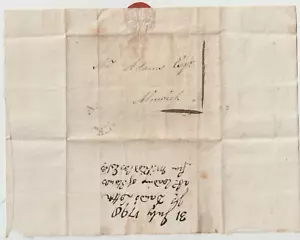 1798 ALNWICK PMK LETTERA EX FELTRO JAMES DAND? 1d TO THOMAS ADAMS RE STONES - Foto 1 di 3