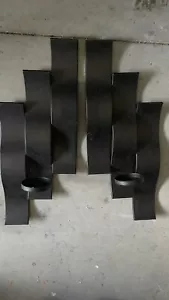 Mikasa Solaris Tea Lights Sconces Pair Wall Decor Candles Black.2 Set - Picture 1 of 2