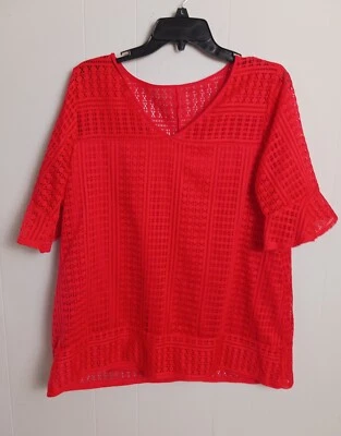 Blusa para mujer NY Collection roja tejida manga campana talla L Foto 1 de 4