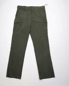 Deadstock Vintage Streetwear Mens Size 40 x Unhemmed Wide Leg Cargo Pants Green - Picture 1 of 14